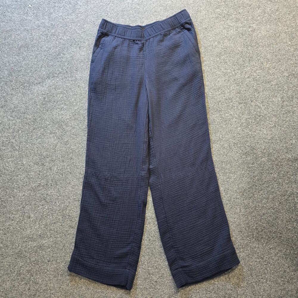 Talbots Pants Womens Size Small Blue Airy Gauze Pull On Wide Leg Gauze Coastal